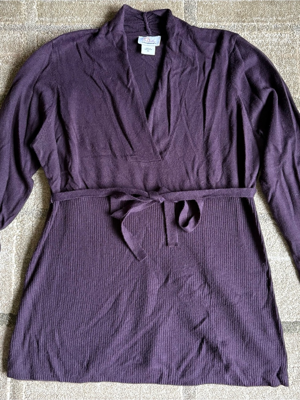 Oh Baby by Motherhood Maternity Stretchy Sweater Plum Purple Acrylic Size XL